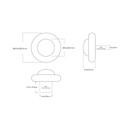Humboldt LED Wall Light - line drawing.