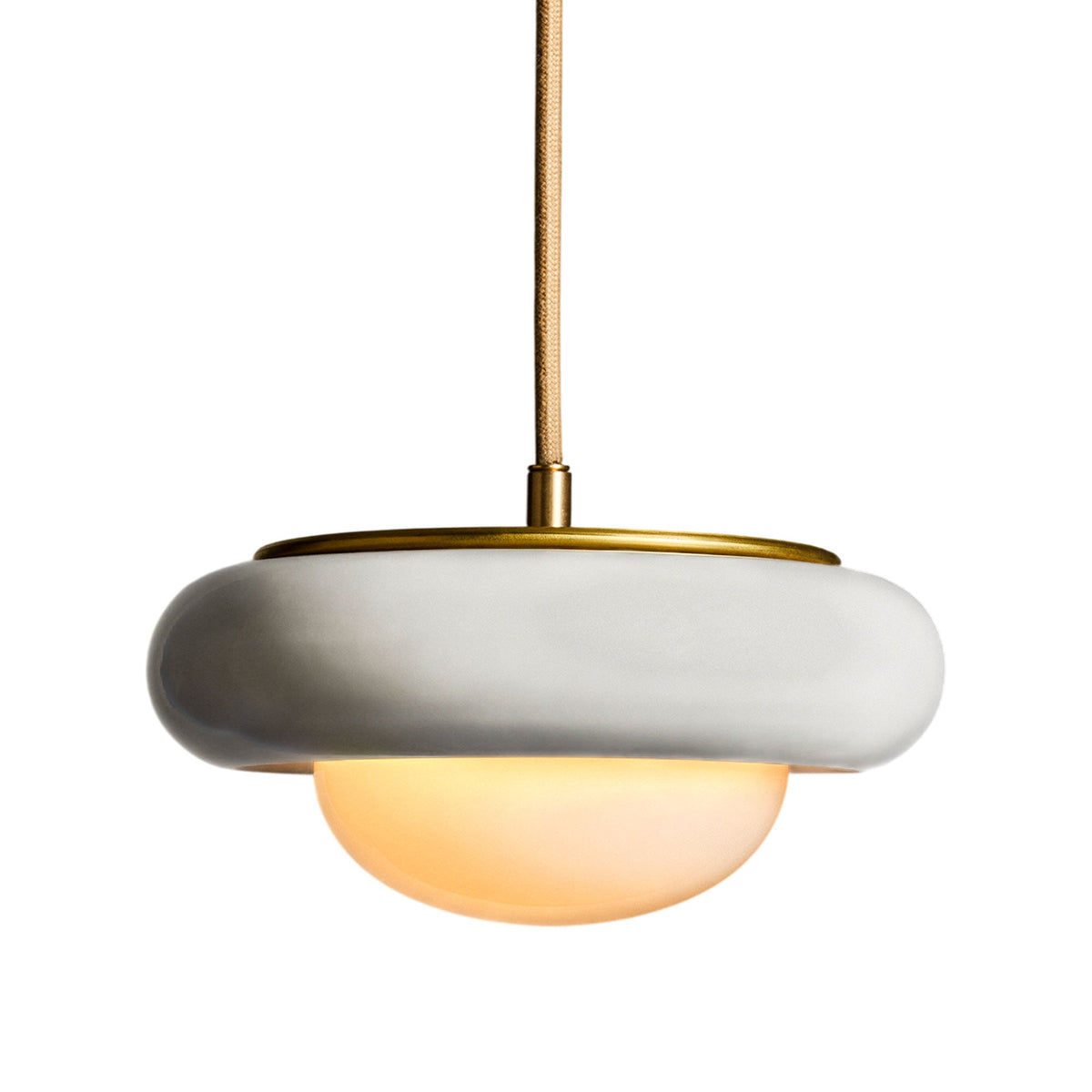 Humboldt Round LED Pendant Light in Alabaster Ceramic (12-Inch).