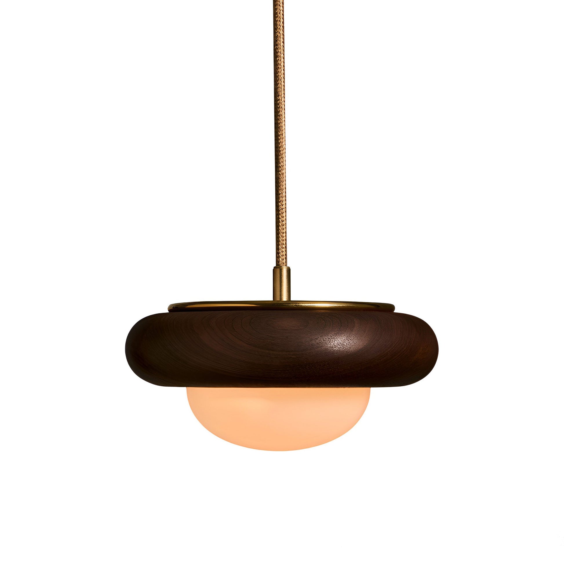 Humboldt Round LED Pendant Light in Black Walnut.