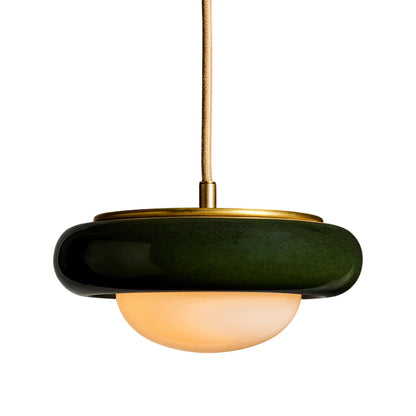Humboldt Round LED Pendant Light in Royal Green Ceramic (12-Inch).