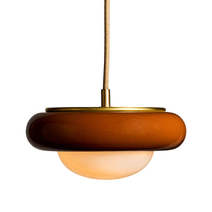 Humboldt Round LED Pendant Light in Cinnamon Ceramic (12-Inch).