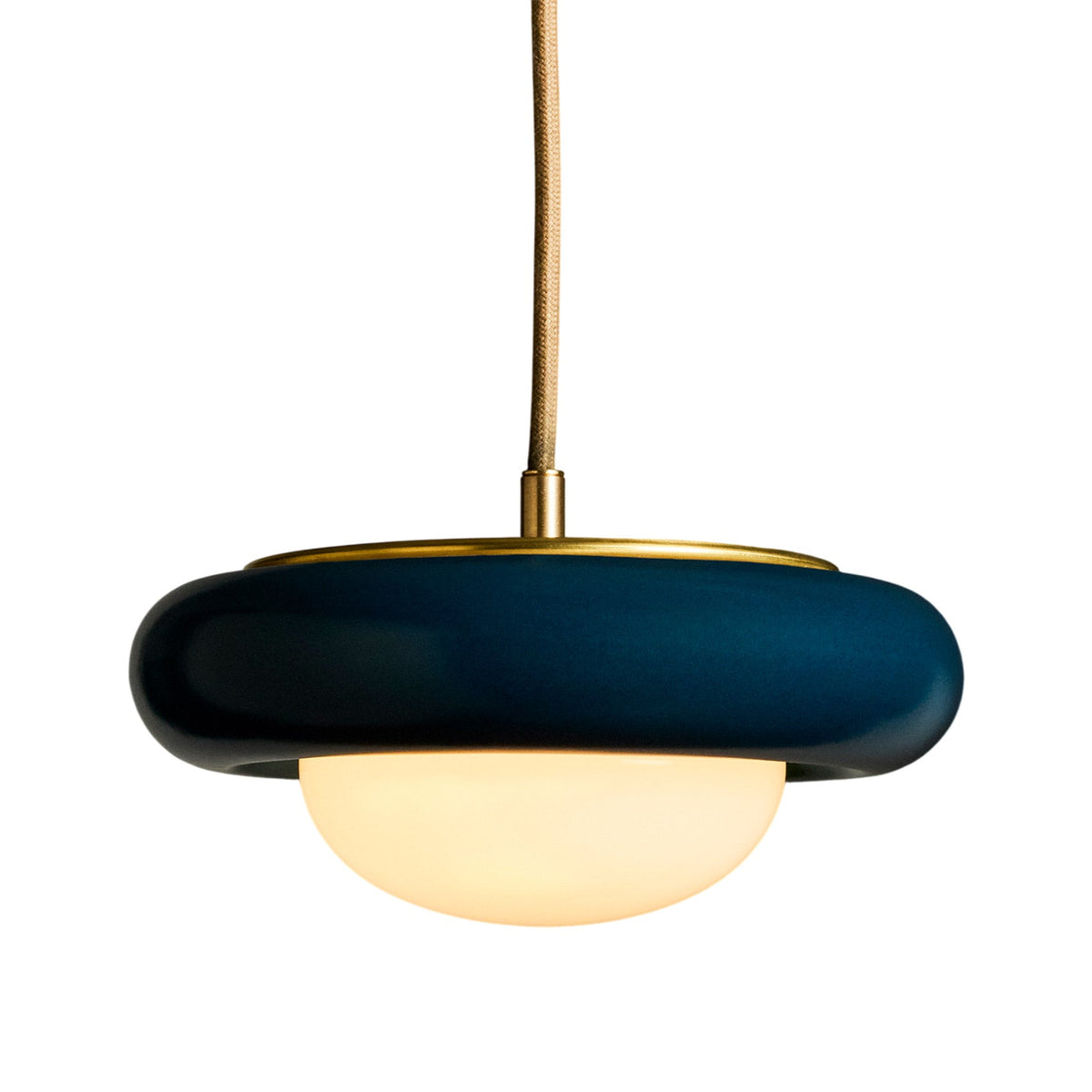 Humboldt Round LED Pendant Light in Harbor Blue Ceramic (12-Inch).