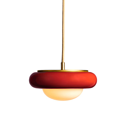 Humboldt Round LED Pendant Light in Cayenne Ceramic.
