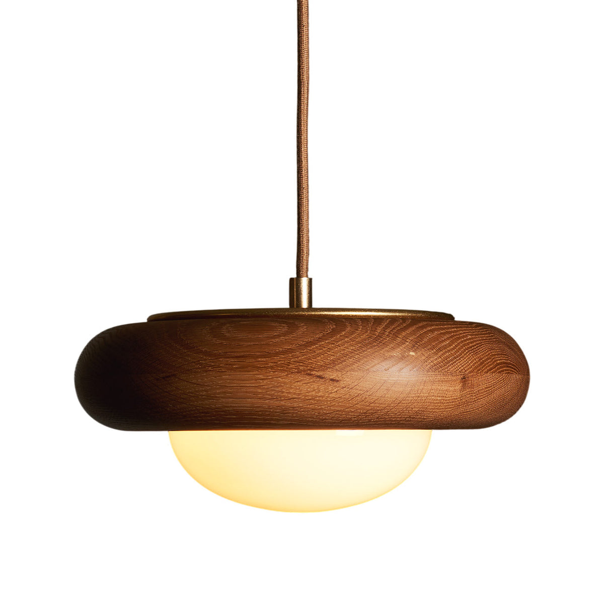 Humboldt Round LED Pendant Light in Ebonized Oak (12-Inch).