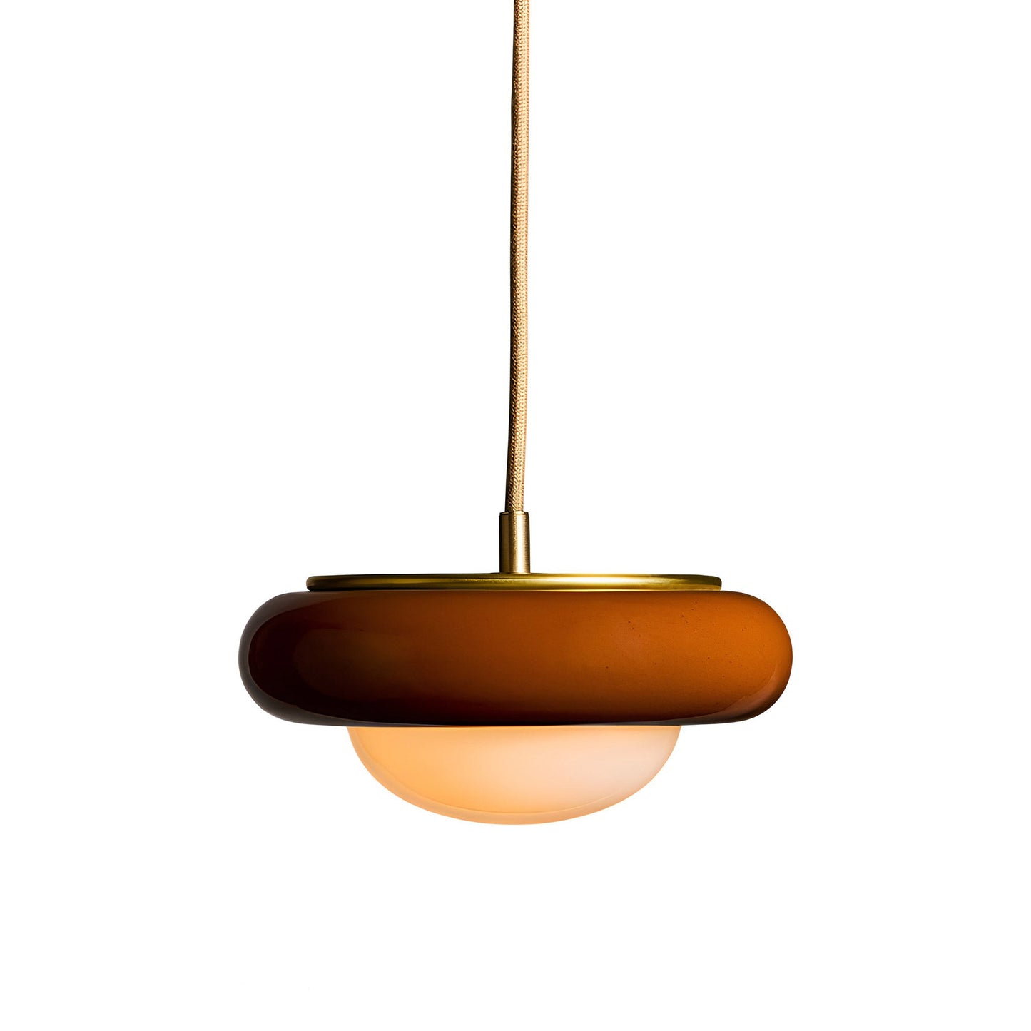 Humboldt Round LED Pendant Light in Cinnamon Ceramic.