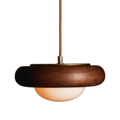 Humboldt Round LED Pendant Light in Black Walnut (12-Inch).