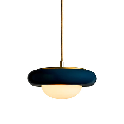 Humboldt Round LED Pendant Light in Harbor Blue Ceramic.