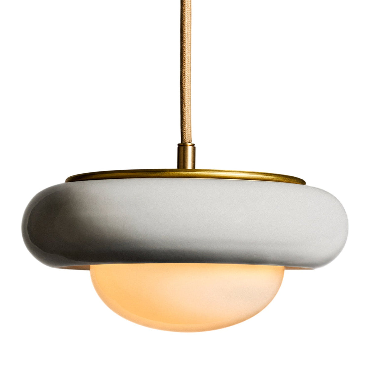 Humboldt Round LED Pendant Light in Alabaster Ceramic (16-Inch).