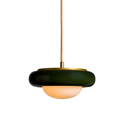 Humboldt Round LED Pendant Light in Royal Green Ceramic.