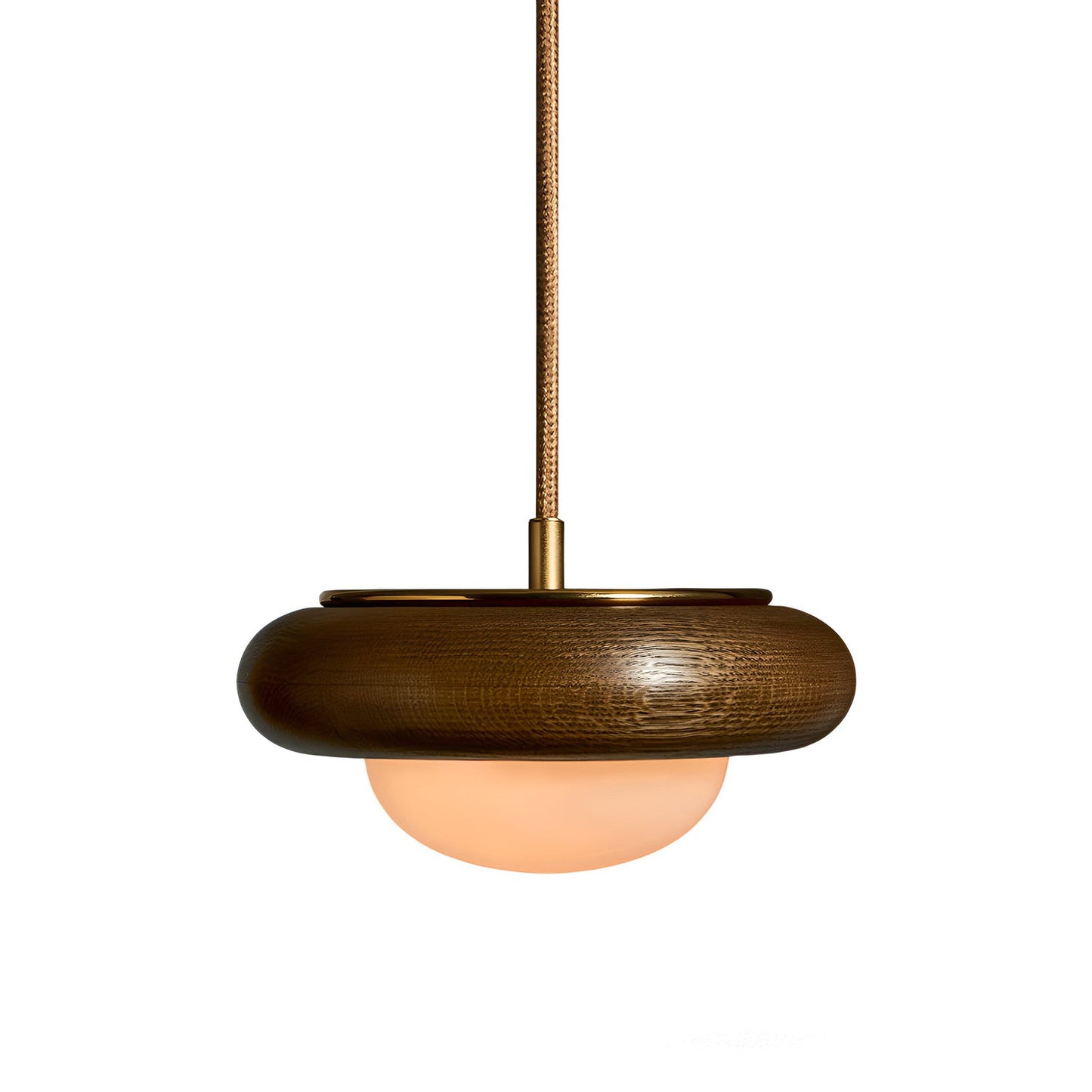 Humboldt Round LED Pendant Light in Vintage Oak.