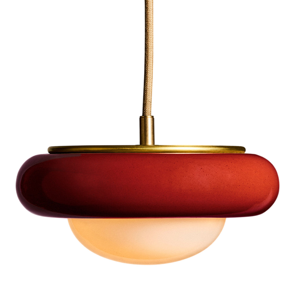 Humboldt Round LED Pendant Light in Cayenne Ceramic (16-Inch).