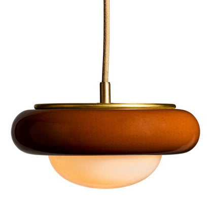 Humboldt Round LED Pendant Light in Cinnamon Ceramic (16-Inch).