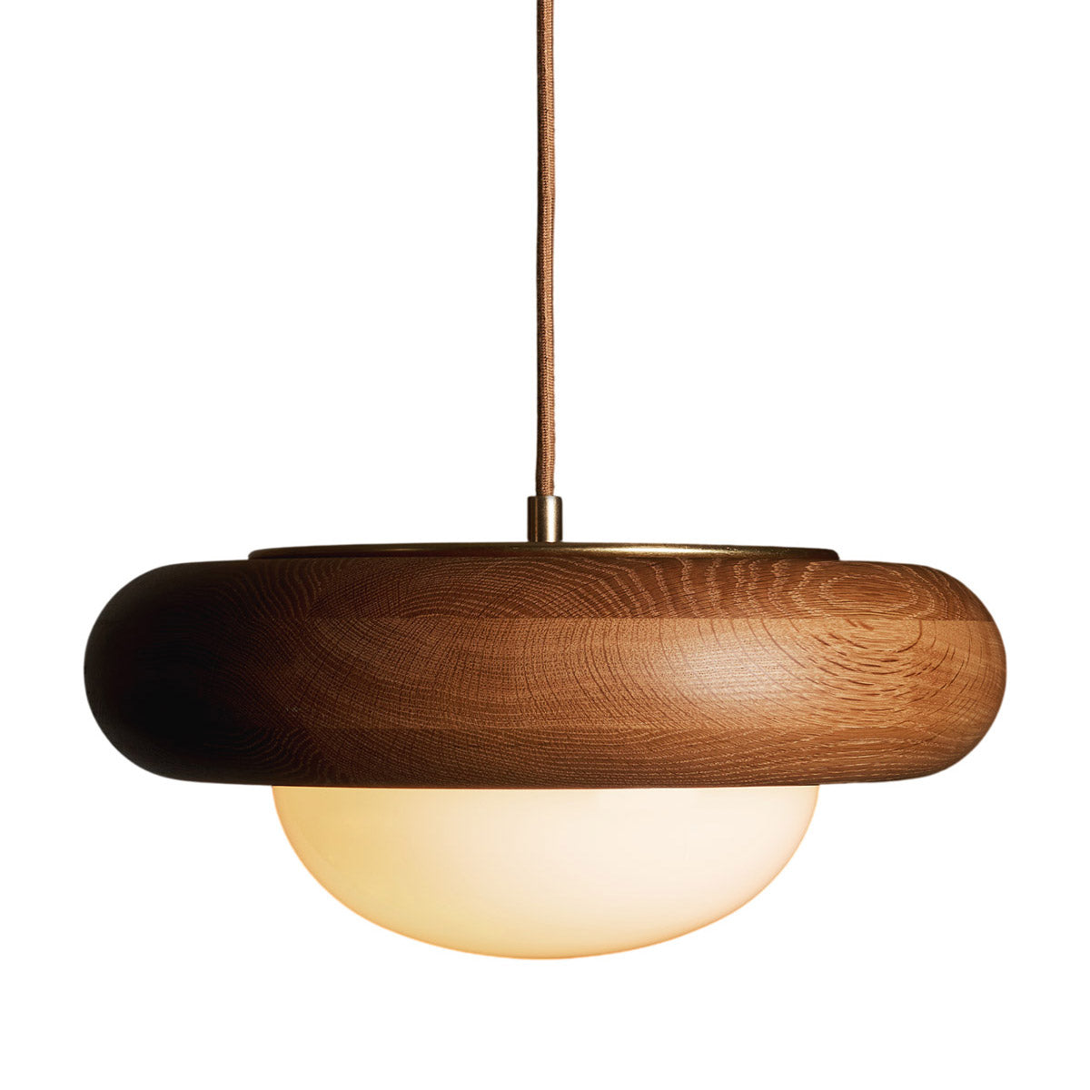 Humboldt Round LED Pendant Light in Ebonized Oak (16-Inch).