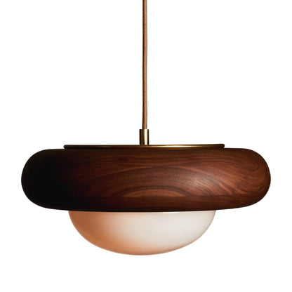 Humboldt Round LED Pendant Light in Black Walnut (16-Inch).
