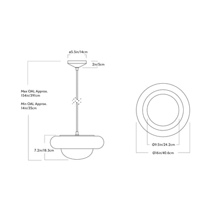 Humboldt Round LED Pendant Light - line drawing.