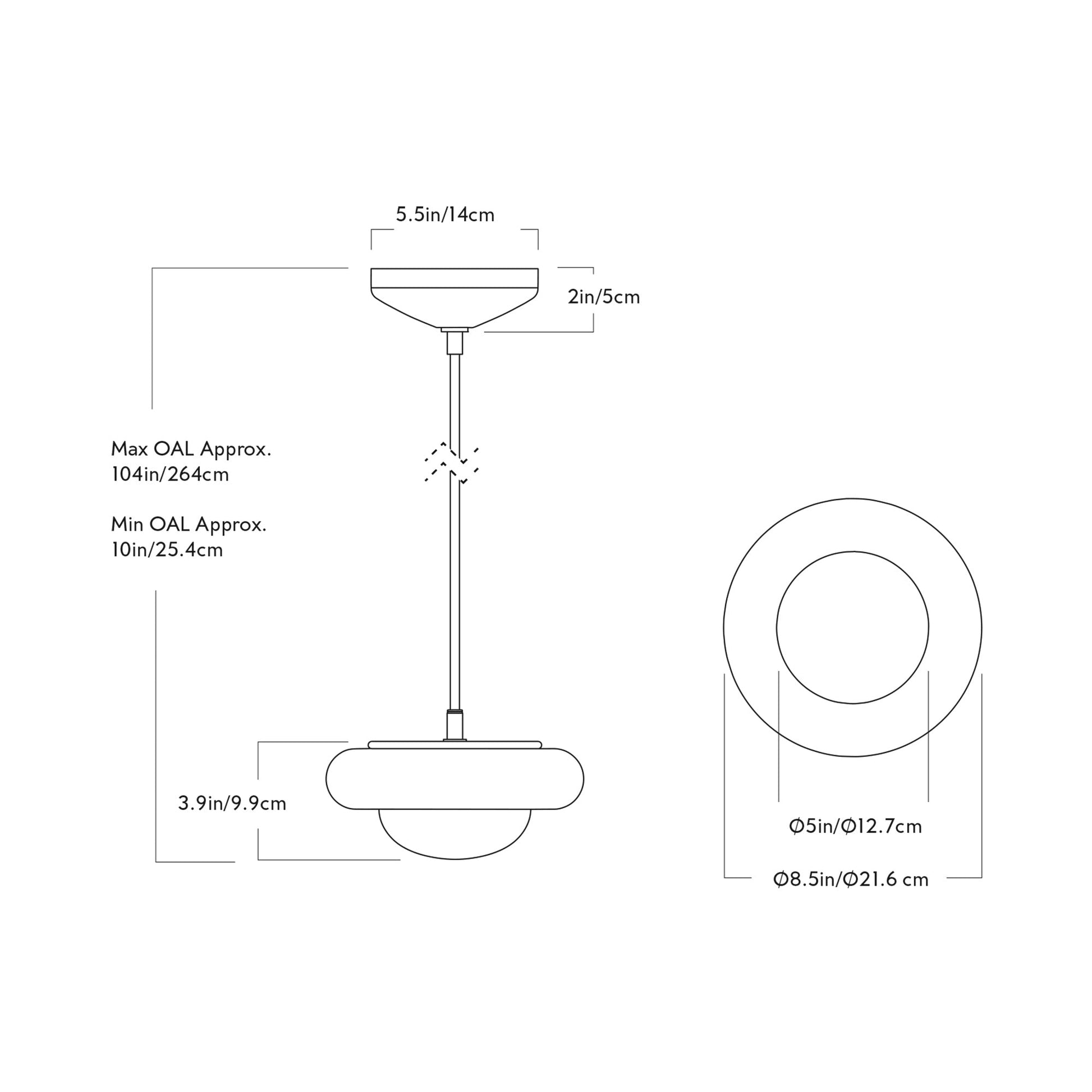 Humboldt Round LED Pendant Light - line drawing.