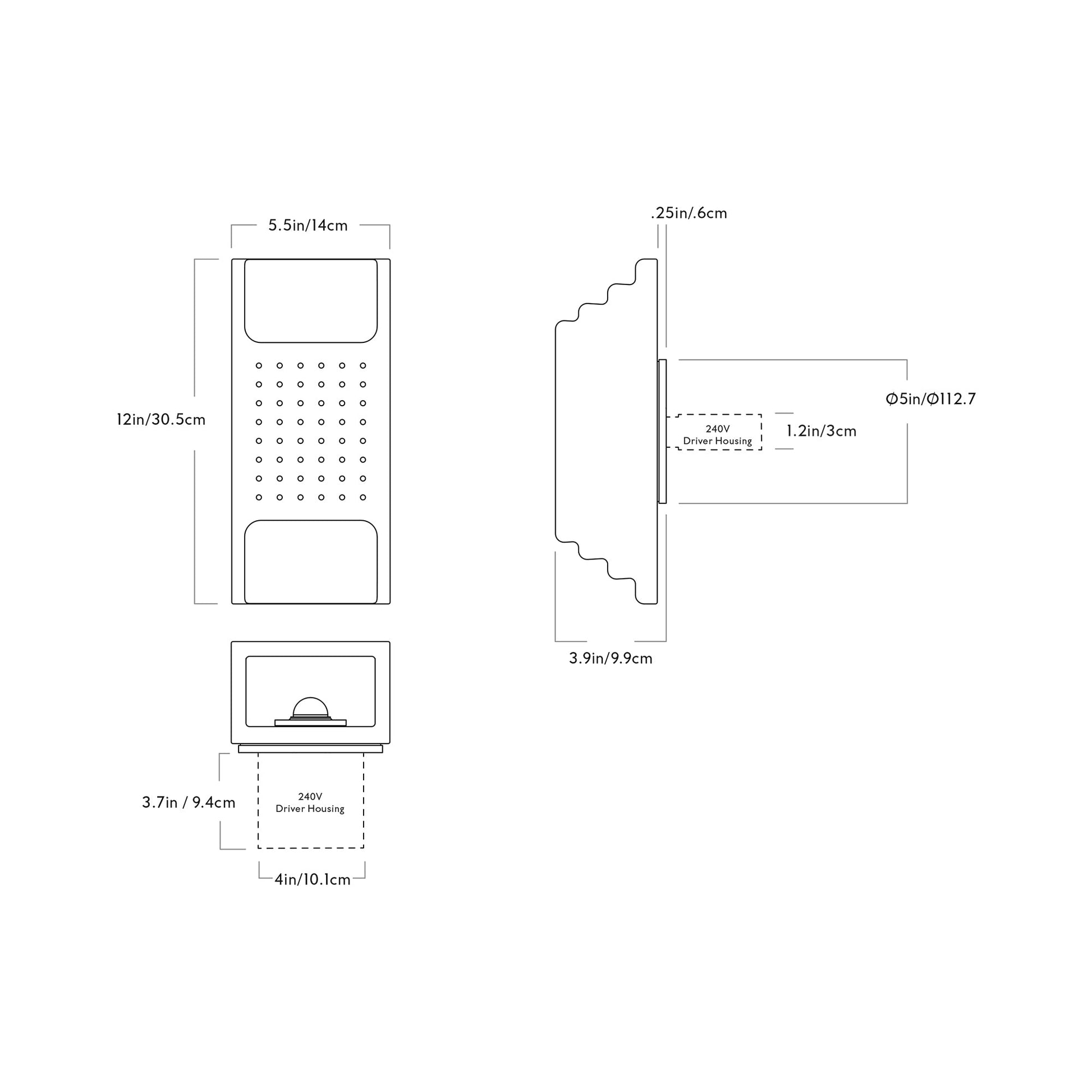 Kasbah Outdoor LED Wall Light - line drawing.