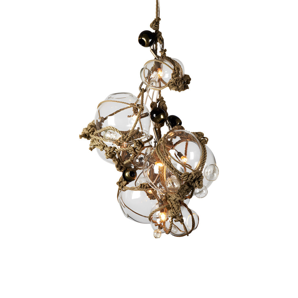 Knotty Bubbles Barnacles Chandelier in Khaki/Clear (8-Light).
