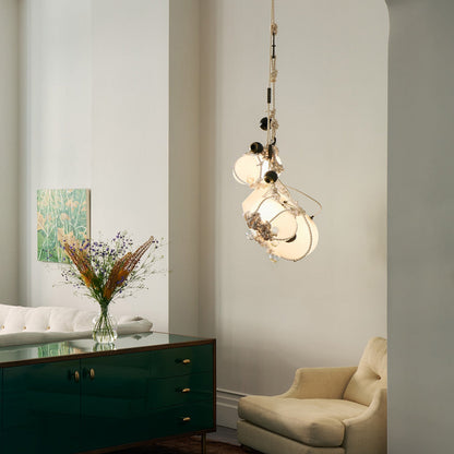 Knotty Bubbles Barnacles Chandelier in living room.