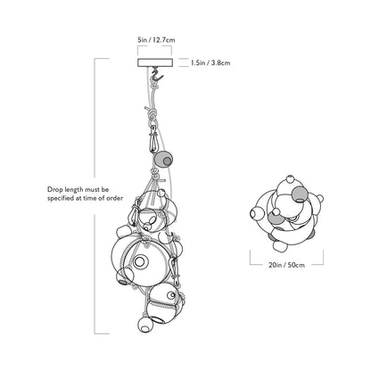 Knotty Bubbles Barnacles Chandelier - line drawing.