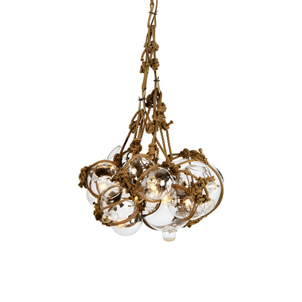 Knotty Bubbles Chandelier in Khaki/Clear (6-Bubble).