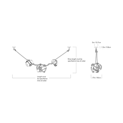 Knotty Bubbles Chandelier - line drawing.