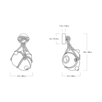 Knotty Bubbles Wall Light - line drawing.