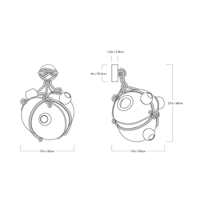 Knotty Bubbles Wall Light - line drawing.