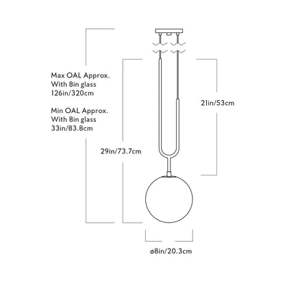 Koko Corded Pendant Light - line drawing.