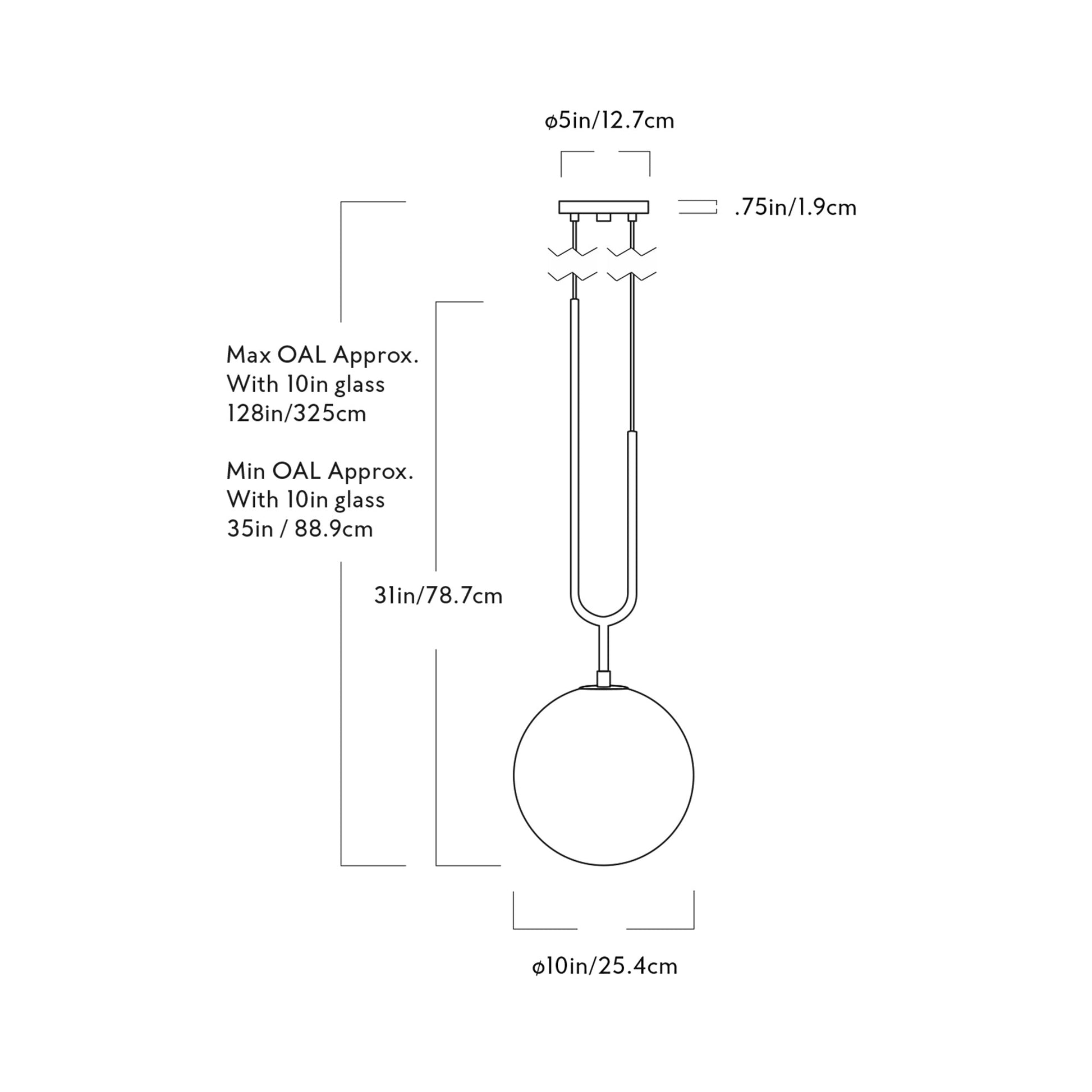 Koko Corded Pendant Light - line drawing.
