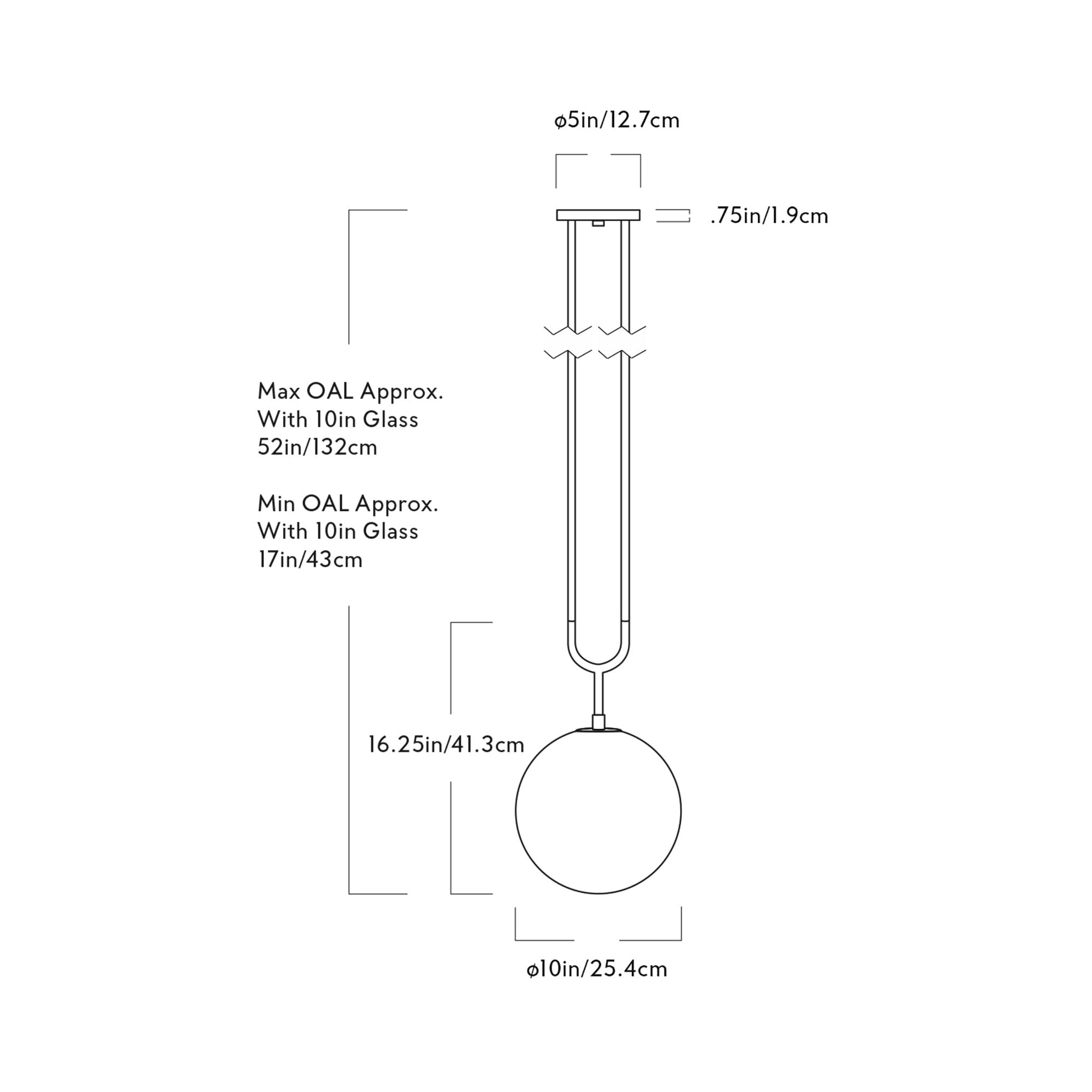 Koko Stemmed Pendant Light - line drawing.