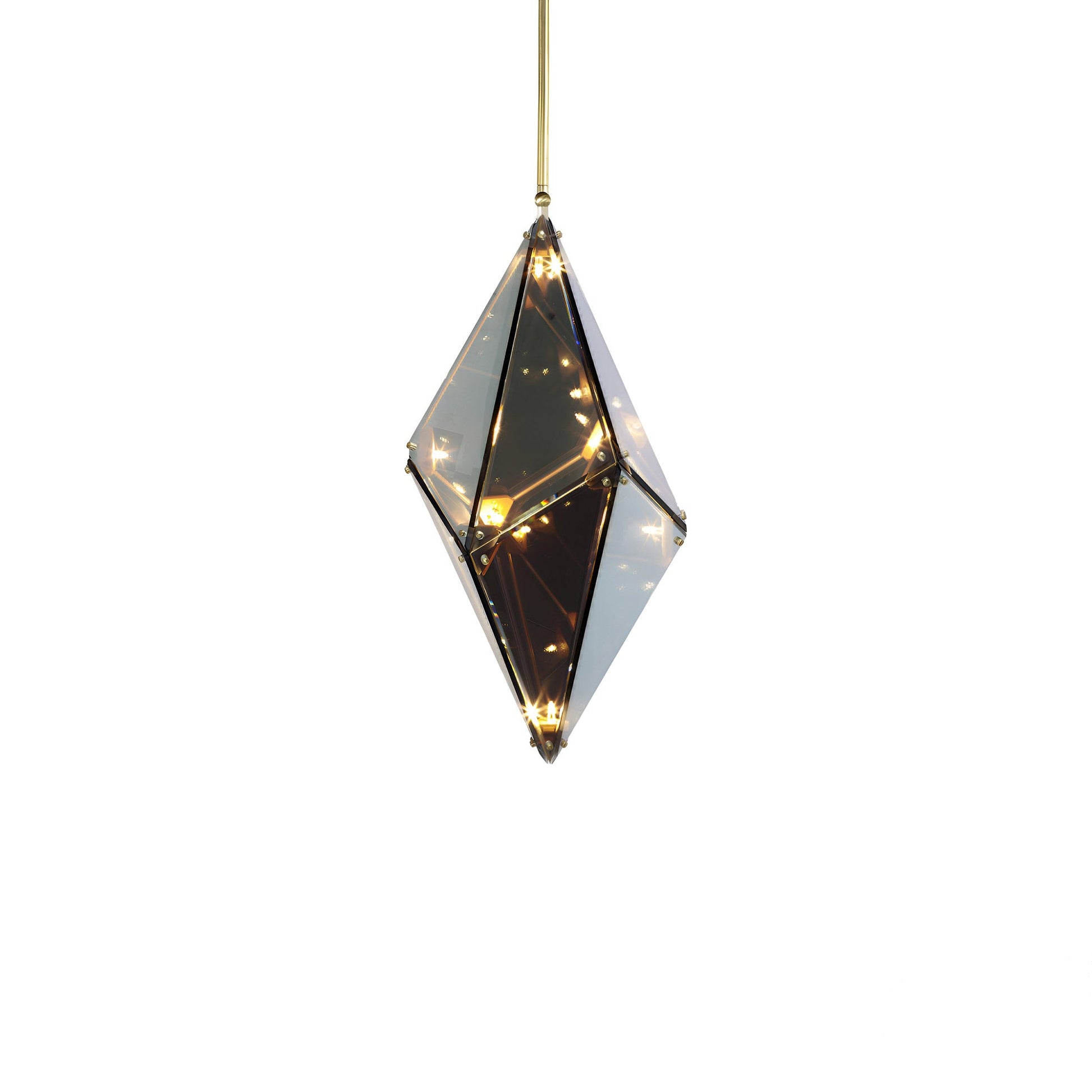 Maxhedron Vertical Pendant Light in Brushed Brass (24-Inch).