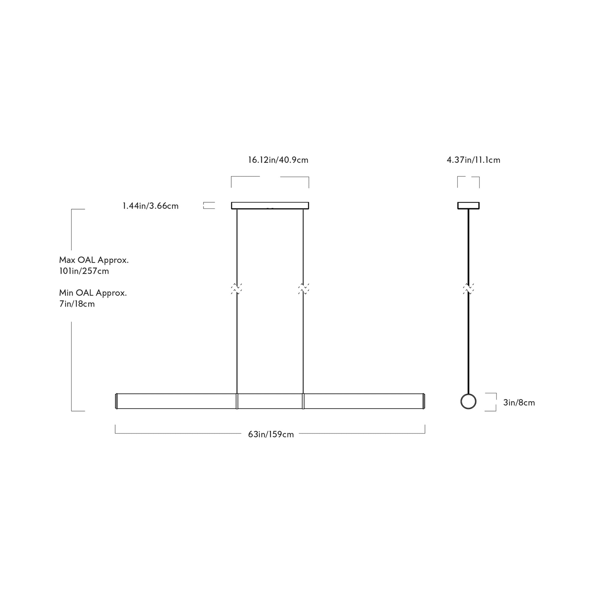 Mini Endless LED Pendant Light - line drawing.