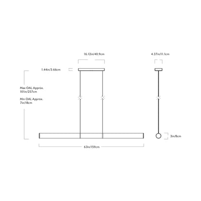 Mini Endless LED Pendant Light - line drawing.