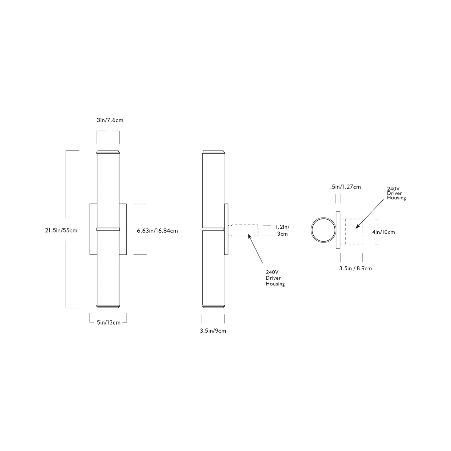 Mini Endless LED Wall Light - line drawing.