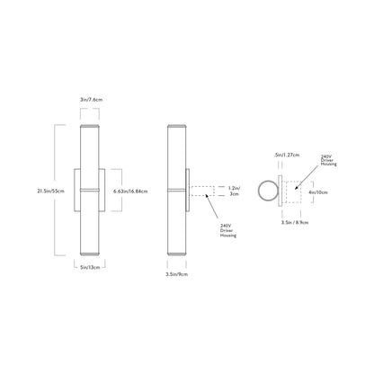 Mini Endless LED Wall Light - line drawing.