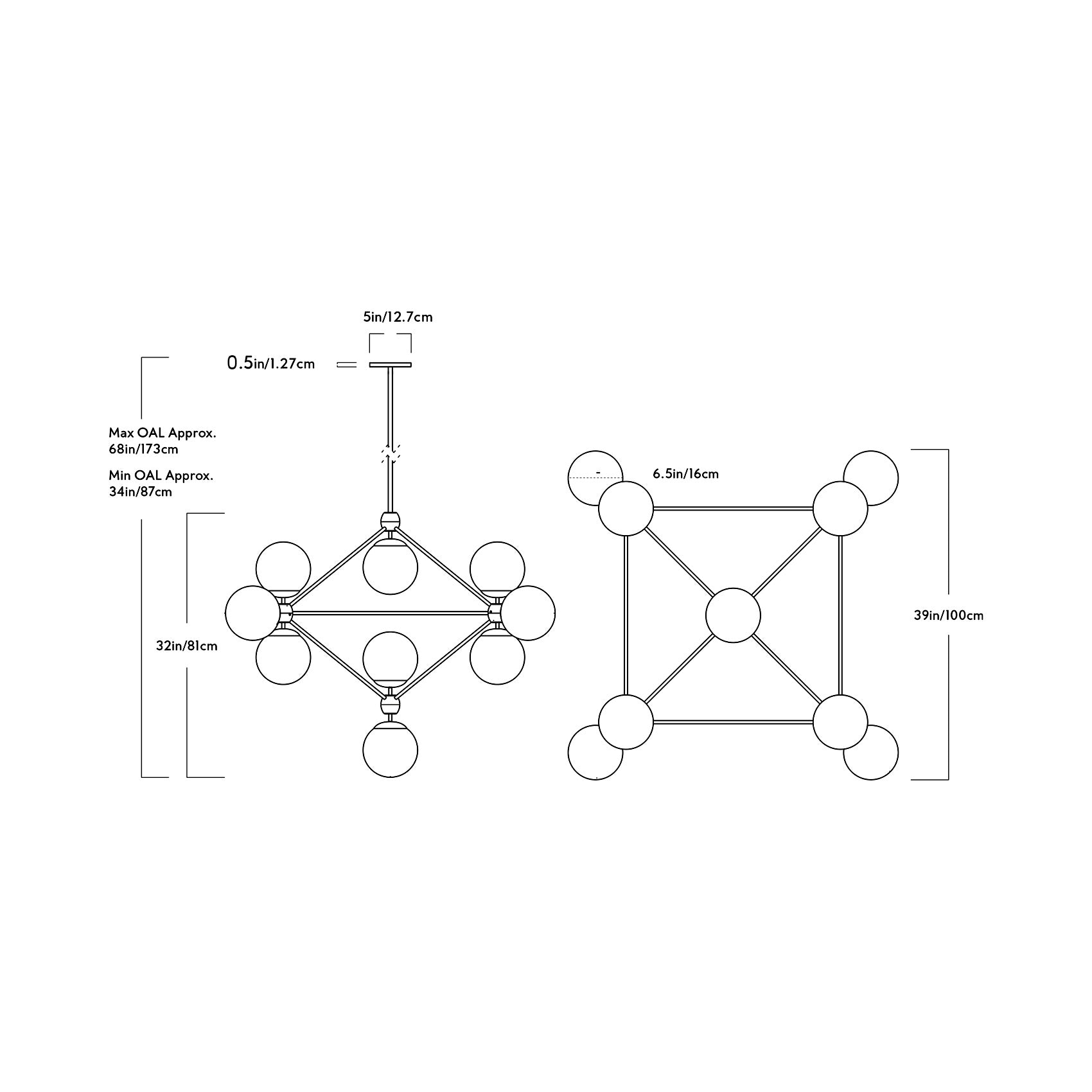 Modo Chandelier - line drawing.