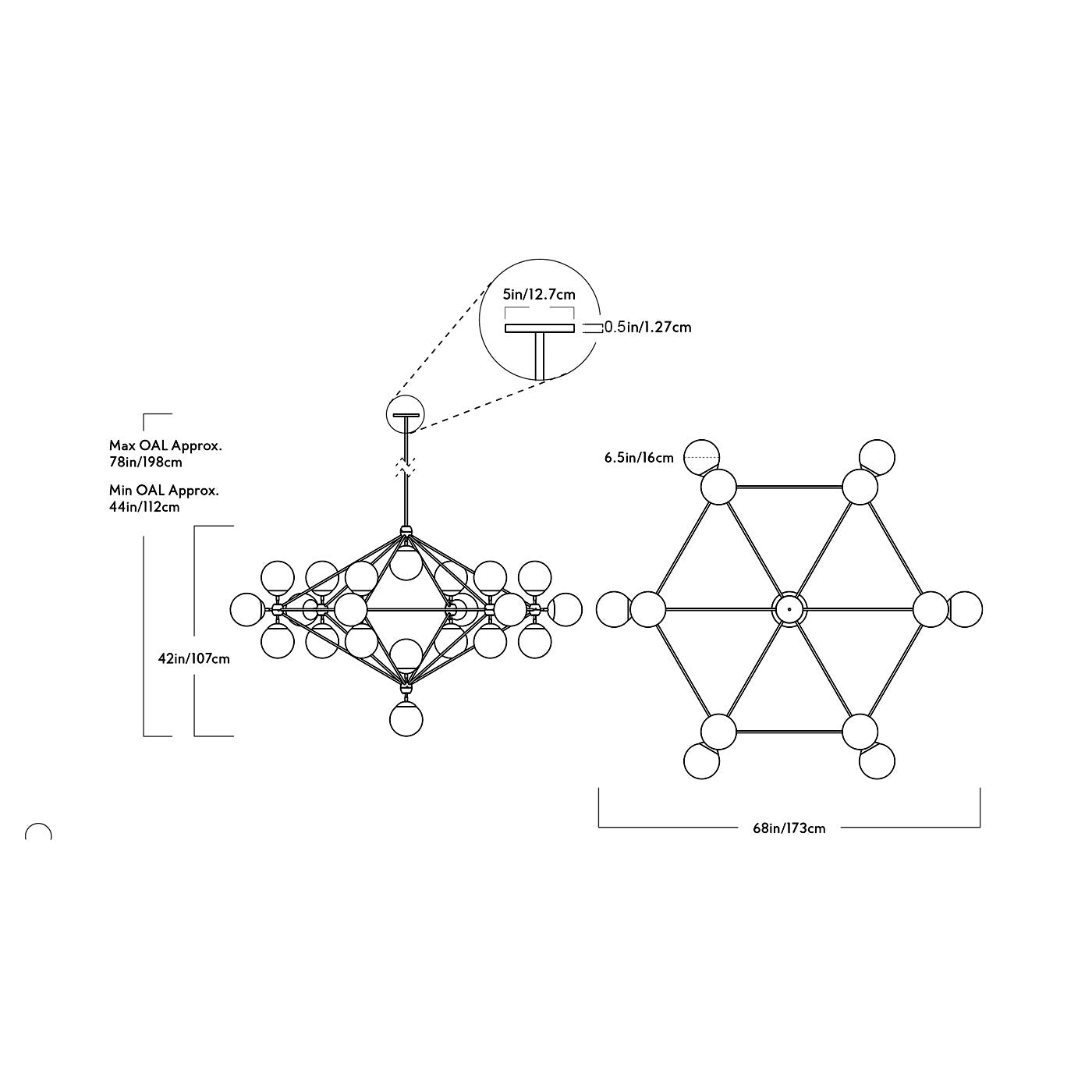 Modo Chandelier - line drawing.