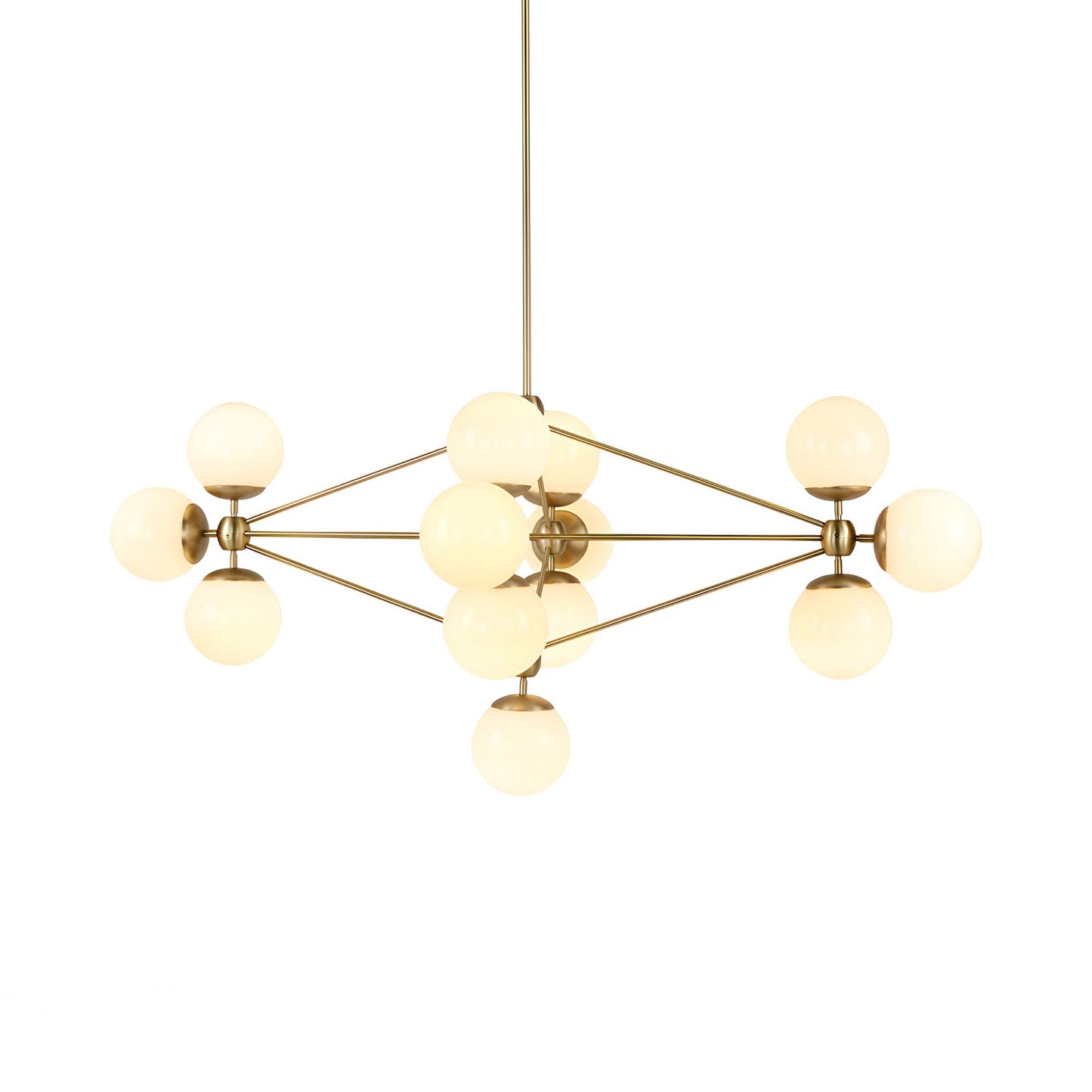 Modo Diamond Chandelier in Brushed Brass/Cream.