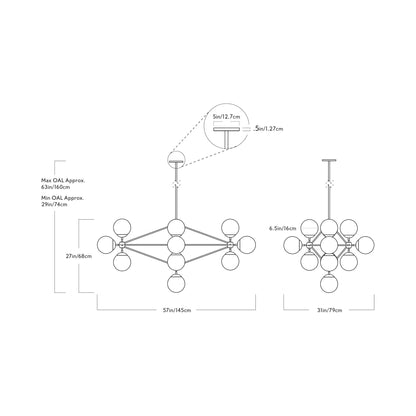 Modo Diamond Chandelier - line drawing.