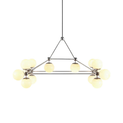 Modo Rectangle Chandelier in Polished Nickel/Cream.