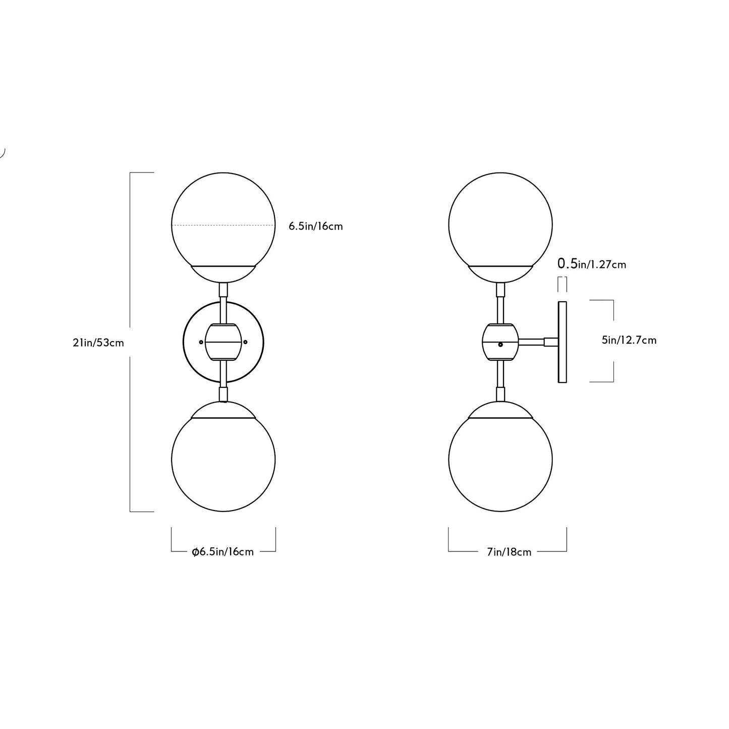 Modo Wall Light - line drawing.
