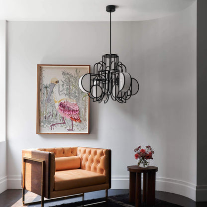 Moonrise LED Chandelier in living room.