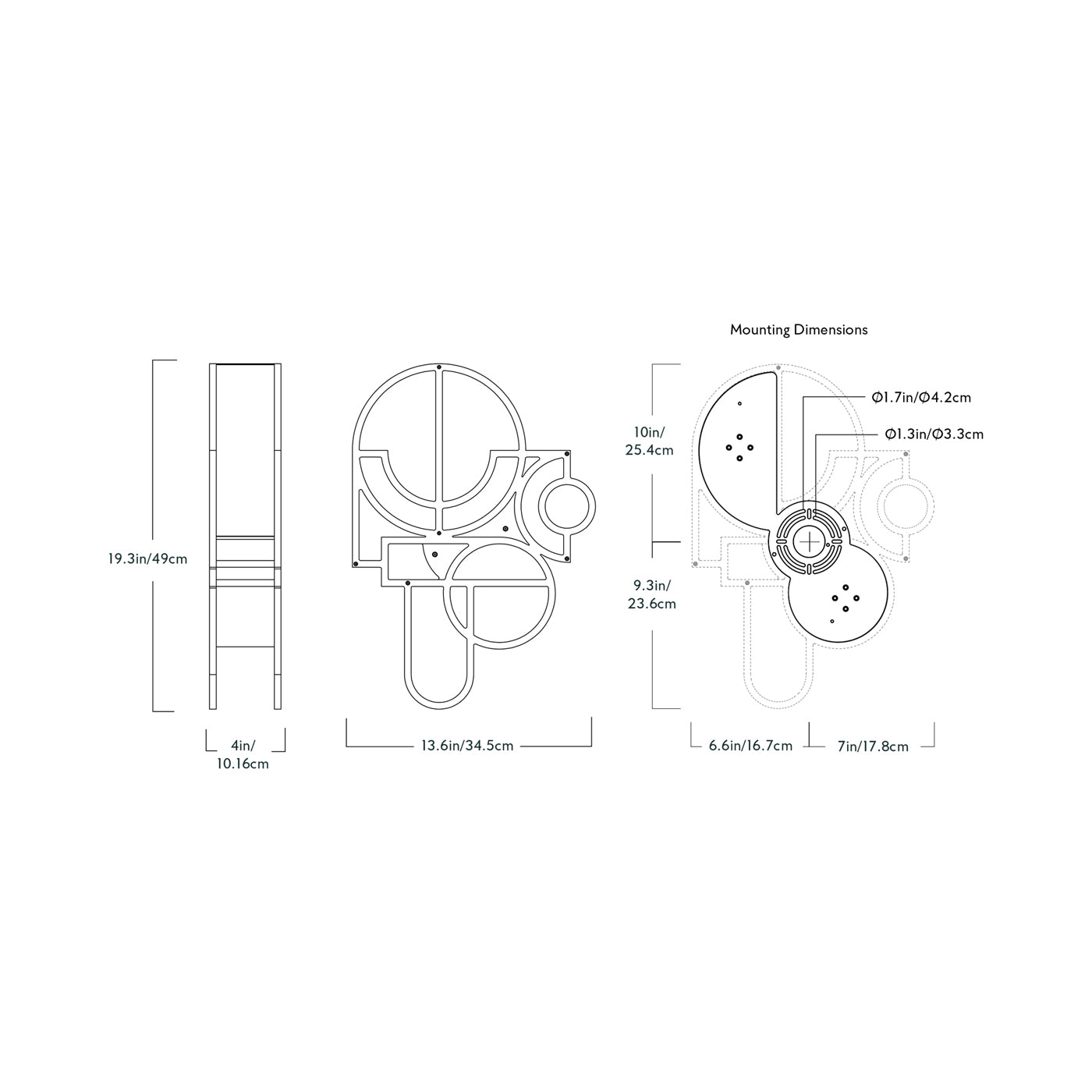 Moonrise  LED Wall Light - line drawing.