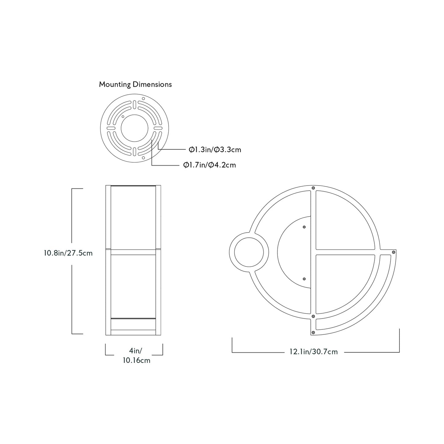 Moonrise round LED Wall Light - line drawing.