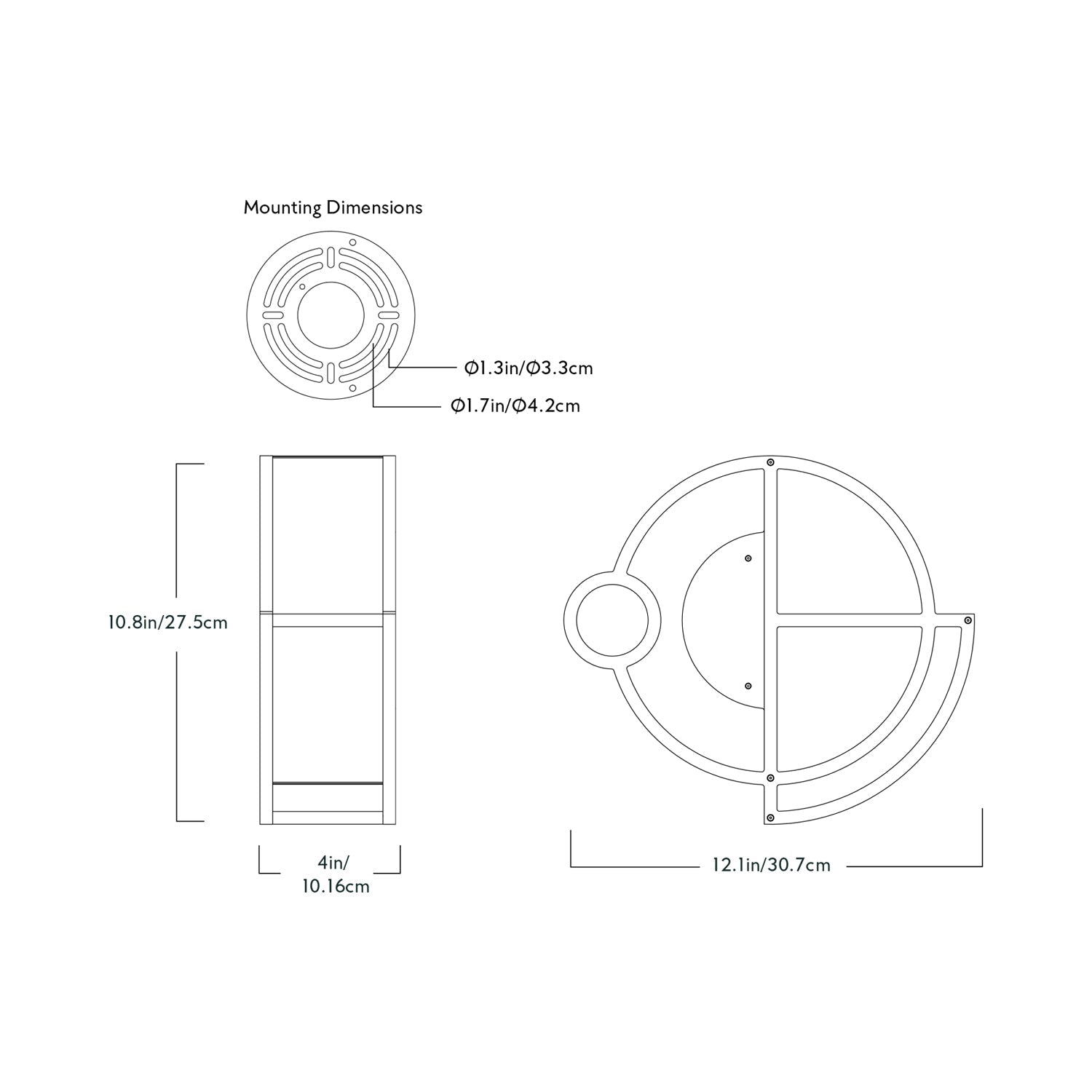 Moonrise round LED Wall Light - line drawing.