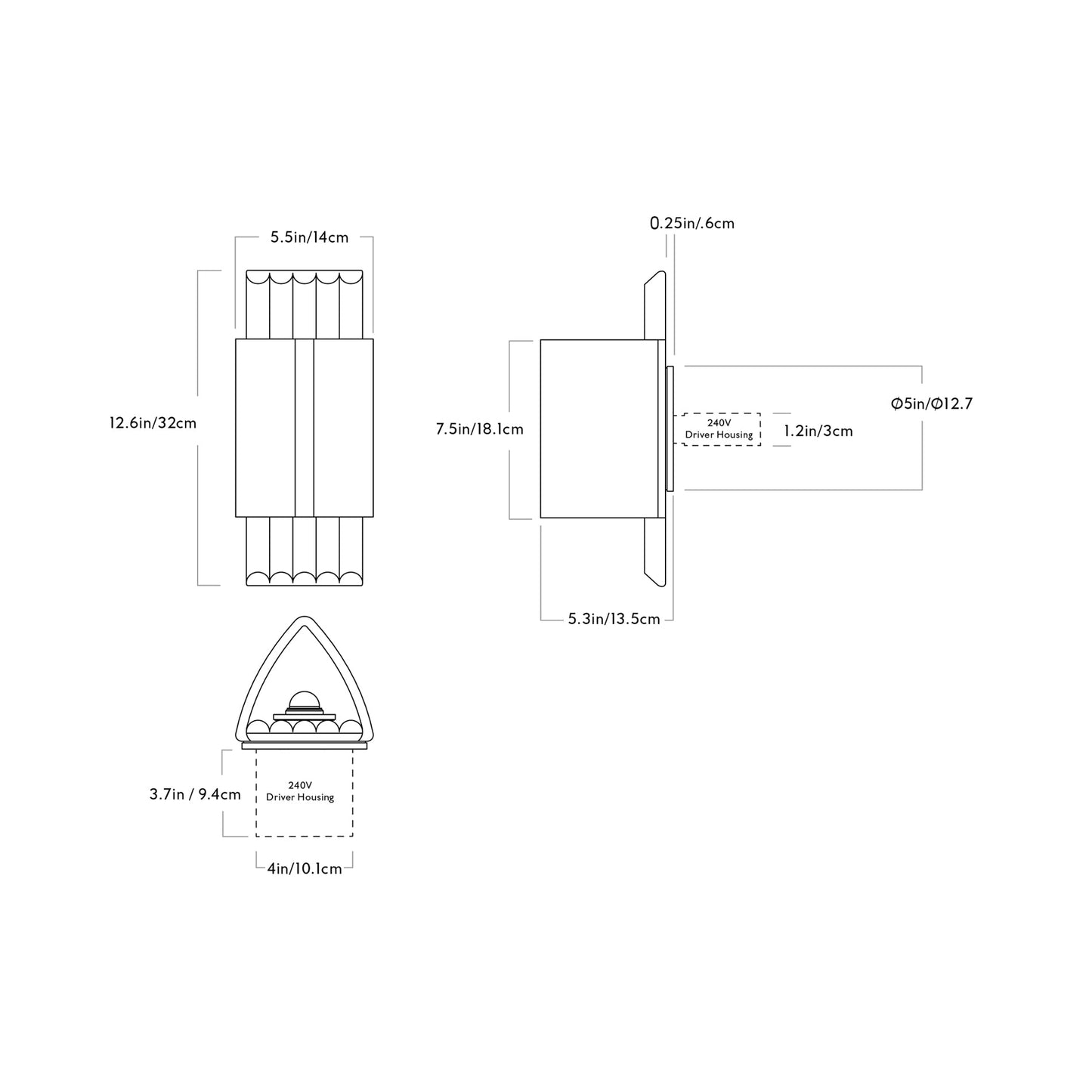 Nader LED Wall Light - line drawing.