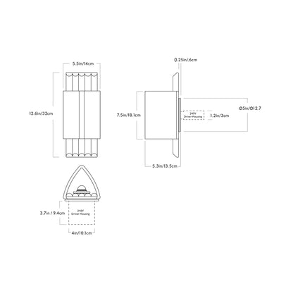 Nader LED Wall Light - line drawing.