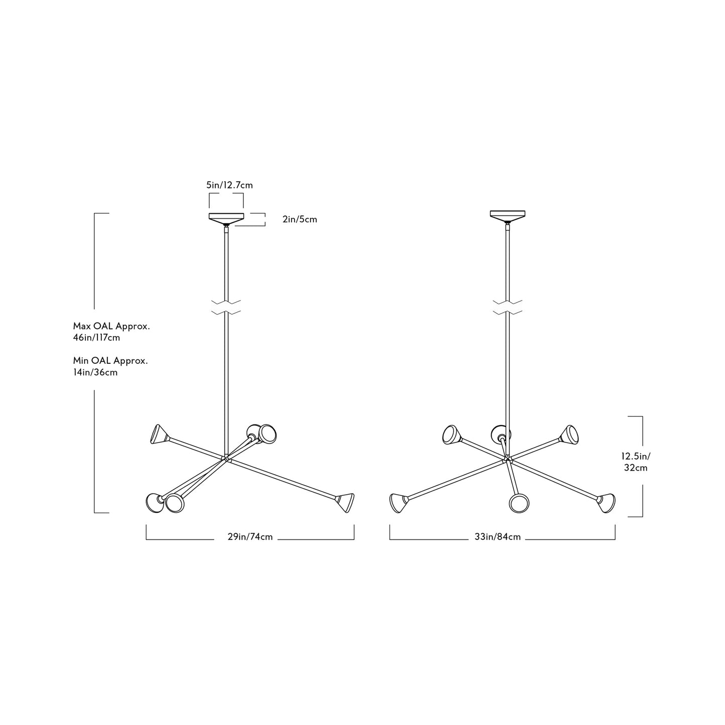 Nova Chandelier - line drawing.