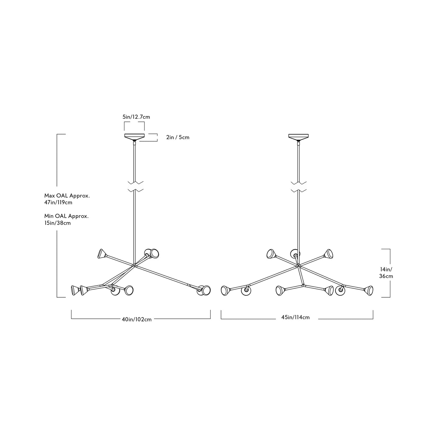 Nova Chandelier - line drawing.